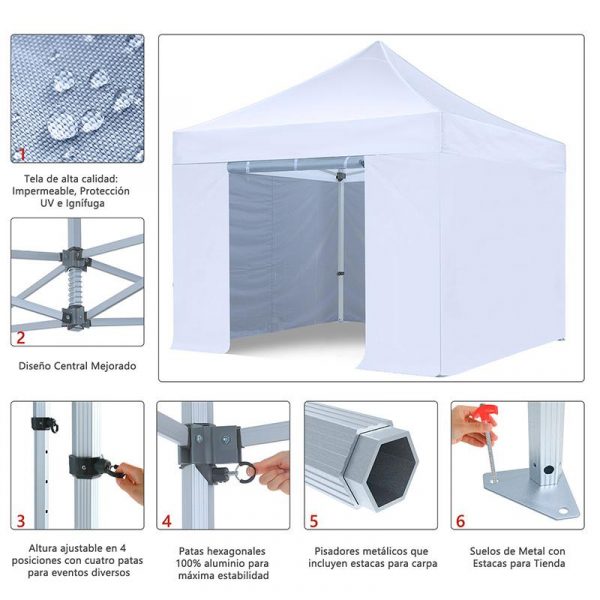 CARPA PROFESIONAL CON PAREDES HEX.50 BLANCO 3X3M DONNA GARDEN DG1428 - Imagen 4