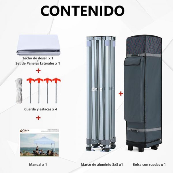CARPA PROFESIONAL CON PAREDES HEX.50 BLANCO 3X3M DONNA GARDEN DG1428 - Imagen 5