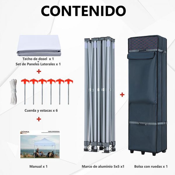 CARPA PROFESIONAL CON PAREDES HEX.50 BLANCA 5X5M DONNA GARDEN DG1432 - Imagen 2