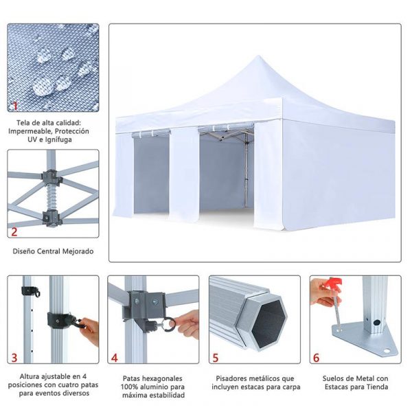 CARPA PROFESIONAL CON PAREDES HEX.50 BLANCA 5X5M DONNA GARDEN DG1432 - Imagen 4