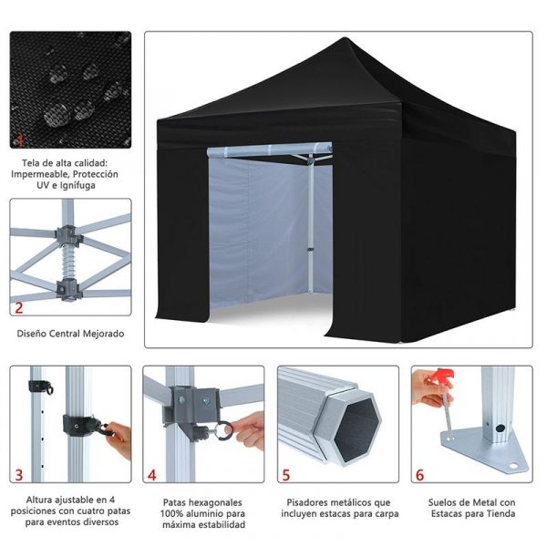 CARPA PROFESIONAL CON PAREDES HEX.50 NEGRO 3X3M DONNA GARDEN DG1429 - Imagen 4