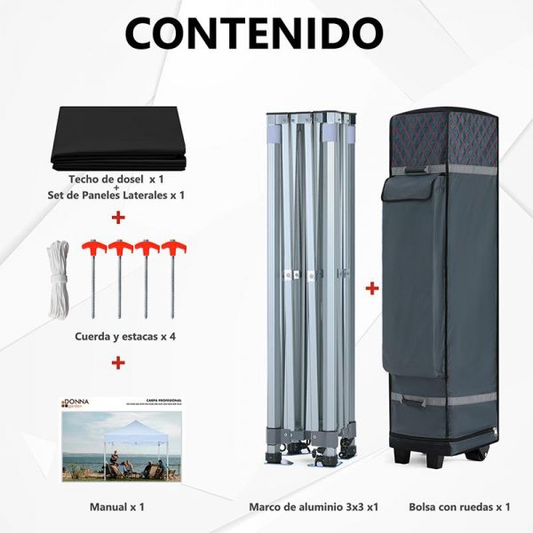 CARPA PROFESIONAL CON PAREDES HEX.50 NEGRO 3X3M DONNA GARDEN DG1429 - Imagen 5