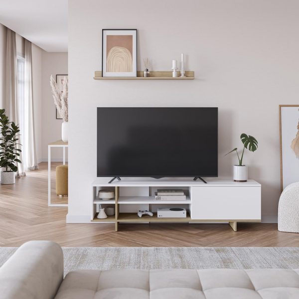 MUEBLE TV 1P 4H CEQUOIA BLANCO/ROBLE MEC17126