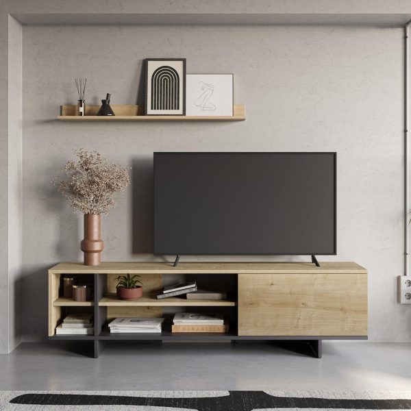 MUEBLE TV 1P 4H CEQUOIA ROBLE/NEGRO MEC17136