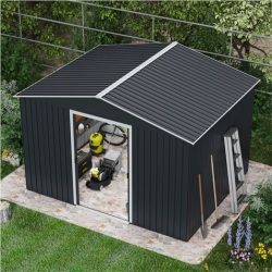 CASETA DE METAL ANTRACITA PUERTAS CORREDERAS 304.5X243X214.5CM (7.4M2) SUNGARDEN SG0167