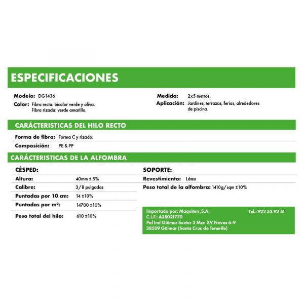 CESPED ARTIFICIAL SERIE ECO 40MM 2X5M DONNA GARDEN DG1436 - Imagen 4
