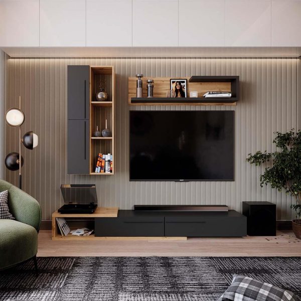 MUEBLE TV NORMANDIA COMPOSICION SALON C/TAHO ANTRACITA GB25104100TA