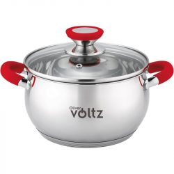 CACEROLA C/TAPA ACERO INOX-ROJA 18CM VOLTZ OV51210N18R