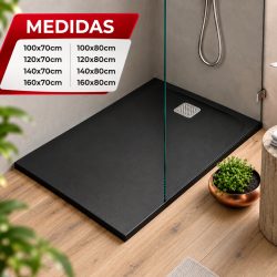 PLATO DUCHA CARGA MINERAL NEGRO SERIE RIVER BENOTTI
