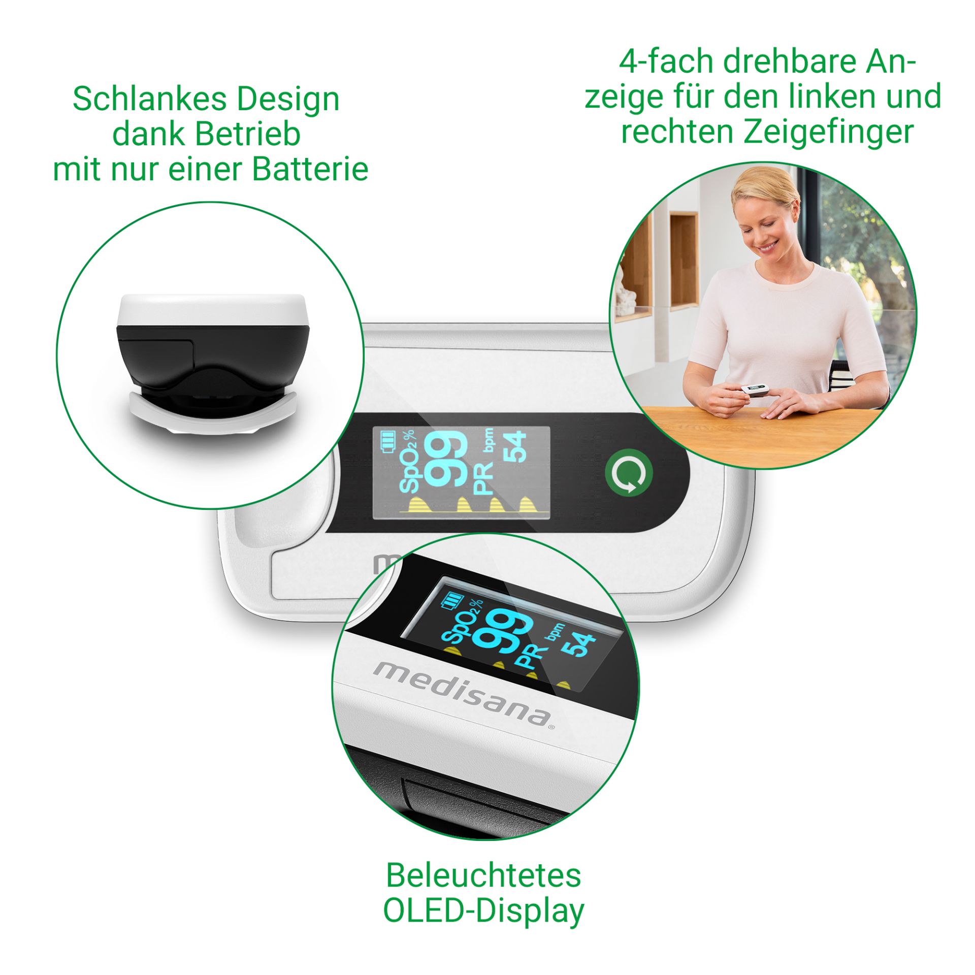 PULSIOXIMETRO DIGITAL CON MONITOR SATURACION OXIGENO MEDISANA PM180 - Imagen 5