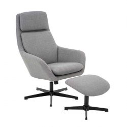 SILLON RELAX C/REPOSAPIES MERIN TELA BJORN GRIS CLARO ANAF5090-01