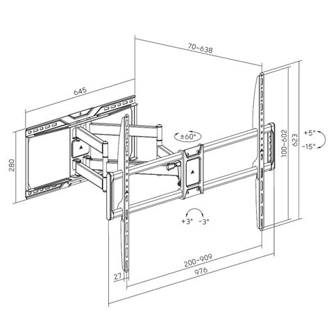 SOPORTE ARTICULADO REFORZADO TV LED, LCD 50"-105" CROMAD CR1217 - Imagen 6