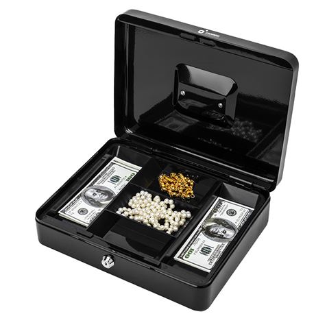 CAJA DE CAUDALES METALICA CON LLAVE 9X30X24CM 5 COMPARTIMENTOS CROMAD CR1226 - Imagen 8