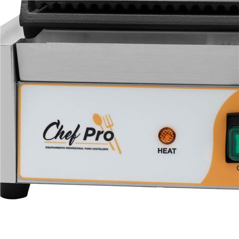 SANDWICHERA INDUSTRIAL SUPERFICIE MIXTA (RAYADA + LISA) 2200W CHEF PRO CF0111 - Imagen 6