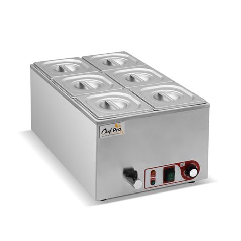 BAÑO MARIA INDUSTRIAL 6 CUBETAS 1200W CHEF PRO CF0114 - Imagen 3