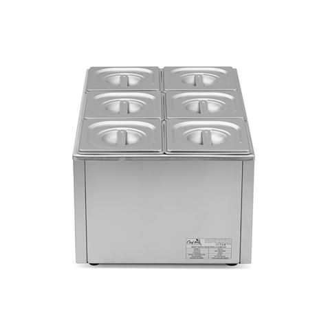 BAÑO MARIA INDUSTRIAL 6 CUBETAS 1200W CHEF PRO CF0114 - Imagen 5