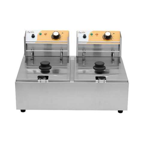 FREIDORA ELECTRICA PROFESIONAL DOBLE 9+9 LITROS 2X2500W CHEF PRO CF0101 - Imagen 2