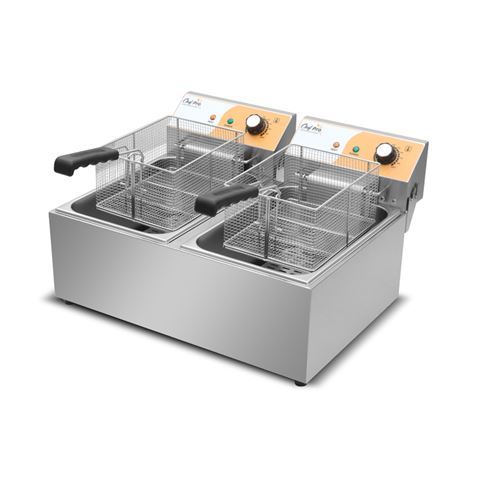 FREIDORA ELECTRICA PROFESIONAL 11+11 LITROS 2X3000W CHEF PRO CF0103 FREIDORAS DE GAS FREIDORAS INDUSTRIALES FREIDORAS CON ACEITES FREIDORA DE ACEITE FREICDORAS PARA RESTURANTES BAR BARES HOTEL HOTELES HOSTELERIA