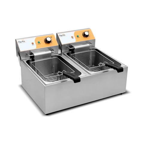 FREIDORA ELECTRICA PROFESIONAL 11+11 LITROS 2X3000W CHEF PRO CF0103 - Imagen 3