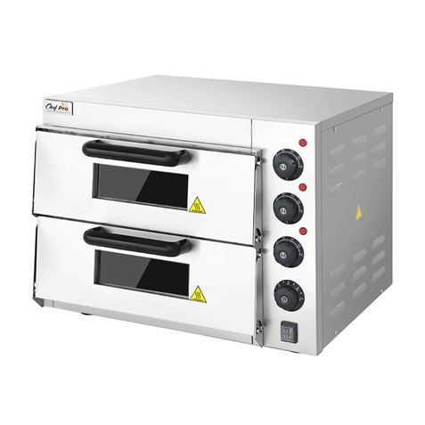 HORNO DE PIZZA ELECTRICO PROFESIONAL 2 CAMARAS 3000W CHEF PRO CF0119 HORNO INDUSTRIAL HORNOS INDUSTRIALES MINI HORNOS PARA HOTEL HOTELES RESTAURANTES BAR BARES HORNOS PARA PIZZAS