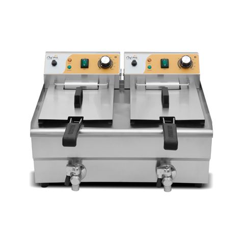 FREIDORA ELECTRICA PROFESIONAL 10+10 LITROS 2X3000W CHEF PRO CF0105 - Imagen 2