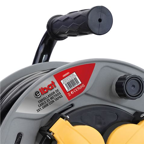 ENROLLADOR DE CABLE 25 METROS CABLE 3X1.5MM CON TAPAS ELBAT EB0563 - Imagen 2