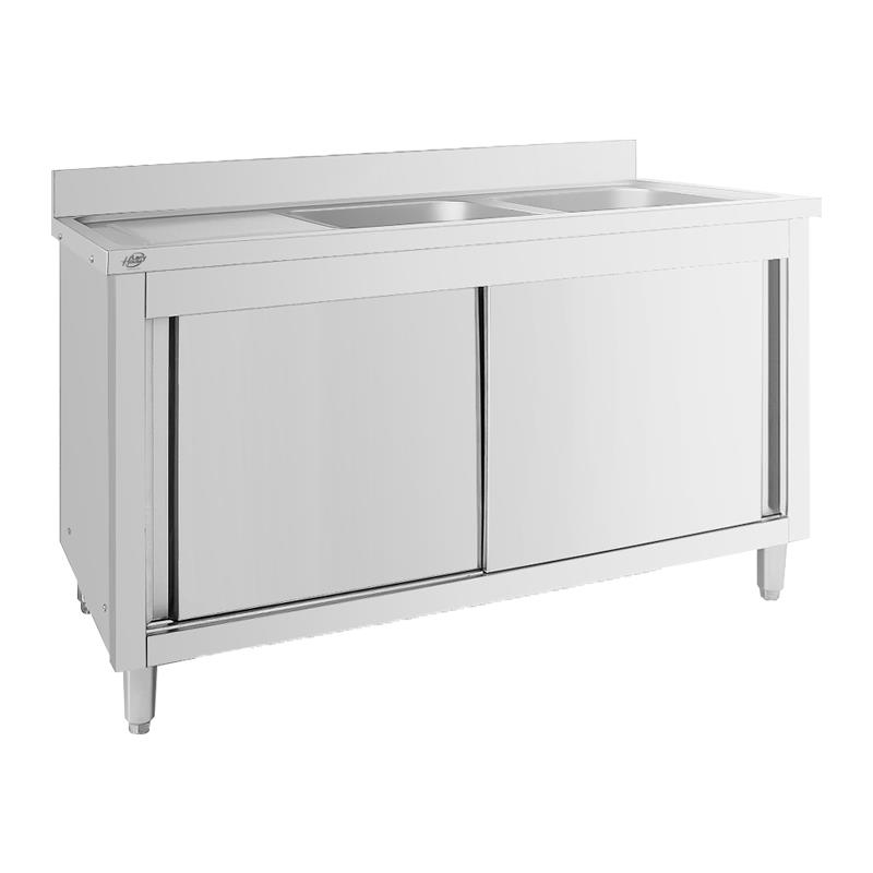 MUEBLE FREGADERO INDUSTRIAL 2 SENOS A LA DERECHA 140X60X85CM LARRYHOUSE LH2296 - Imagen 6