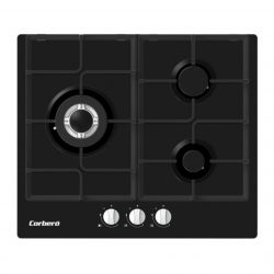 PLACA CRISTAL DE GAS 3 FUEGOS NEGRA CORBERO CPCGM3F3121N