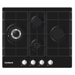 PLACA CRISTAL DE GAS 4 FUEGOS NEGRA CORBERO CPCGM4F4121N