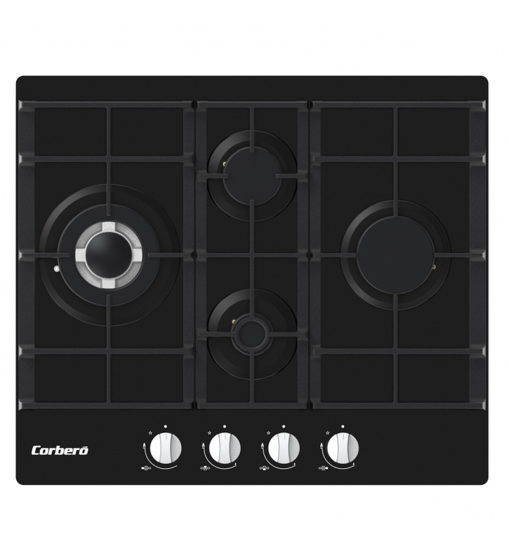 PLACA CRISTAL DE GAS 4 FUEGOS NEGRA CORBERO CPCGM4F4121N PLACAS A GAS DE CUATRO FUEGOS PLACAS DE GAS