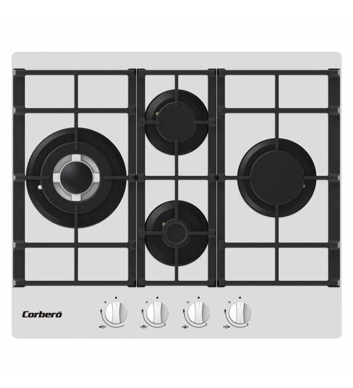 PLACA CRISTAL DE GAS 4 FUEGOS BLANCA CORBERO CPCGM4F4122W PLACAS A GAS DE CUATRO FUEGOS PLACAS DE GAS