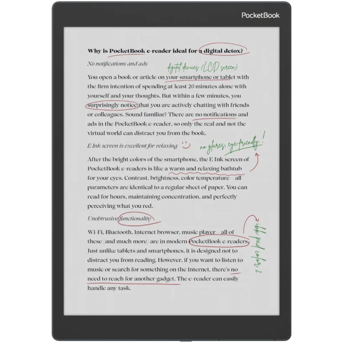 LIBRO ELECTRONICO EBOOK COLOR NOTE 10.3" LAPIZ OPTICO/BT STORMY SEA POCKETBOOK PB1041-1-WW - Imagen 2