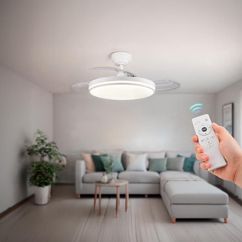 VENTILADOR DE TECHO BLANCO CON LUZ LED-ASPAS RETRACTILES 42" 30W LARRYHOUSE LH2332 - Imagen 3