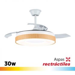 VENTILADOR DE TECHO MADERA CON LUZ LED-ASPAS RETRACTILES 42" 30W LARRYHOUSE LH2334