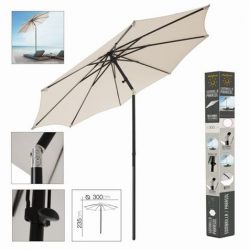 SOMBRILLA BEIGE PUSH UP 3M DIAMETRO X 2.35M ALTURA 77665