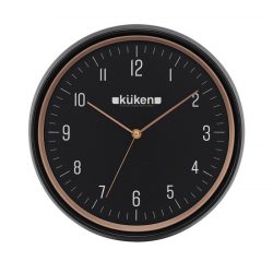 RELOJ DE PARED NEGRO REDONDO 30CM KÜKEN 34651