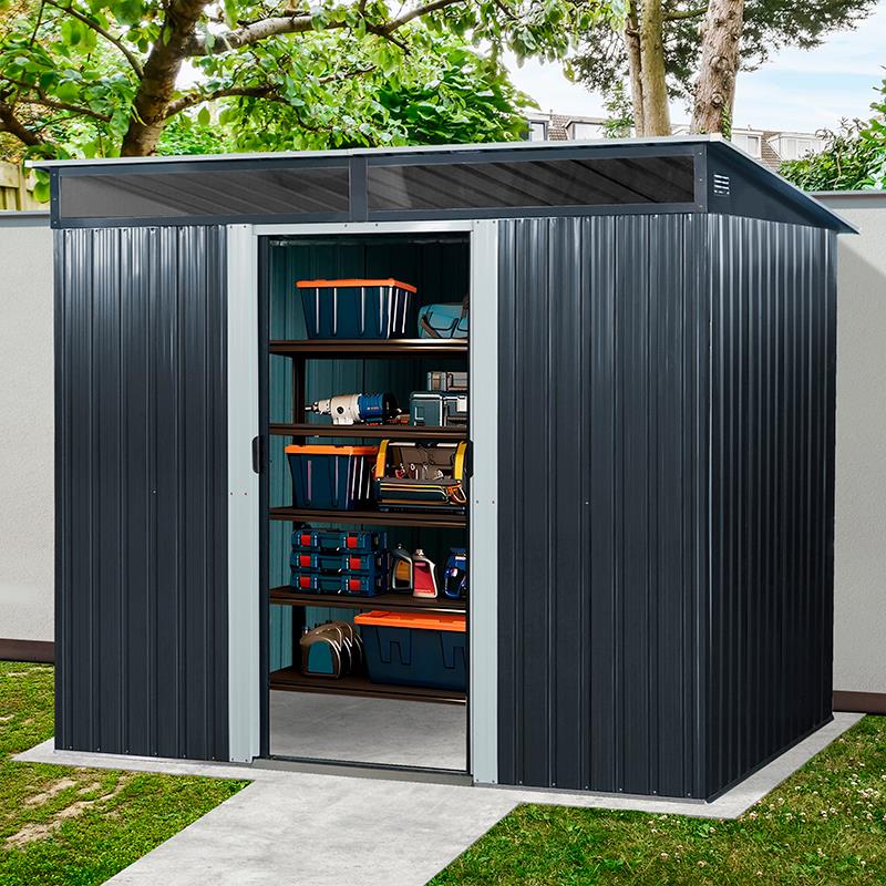 CASETA DE METAL PUERTAS CORREDERAS ANTRACITA 174x238x196CM (4M2) AIRMEC AM131606 - Imagen 5