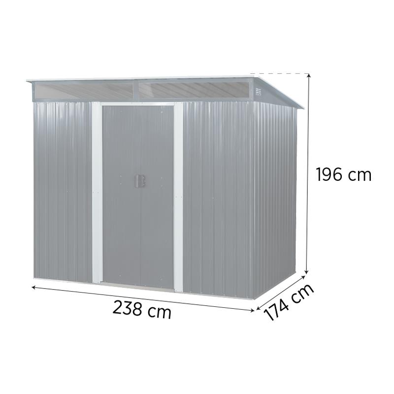 CASETA DE METAL PUERTAS CORREDERAS ANTRACITA 174x238x196CM (4M2) AIRMEC AM131606 - Imagen 7