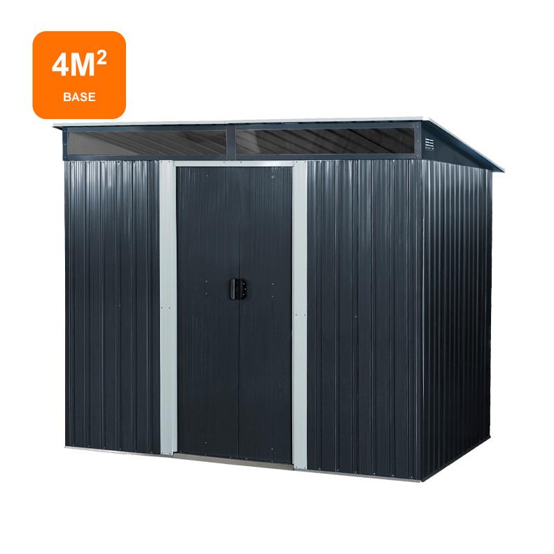CASETA DE METAL PUERTAS CORREDERAS ANTRACITA 174x238x196CM (4M2) AIRMEC AM131606 CASETAS DE METAL CASETAS EXTERIOR CASETA DE EXTERIOR COBERTIZO PARA JARDIN COBERTIZOS