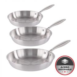 JUEGO SARTENES INOXIDABLES 3PCS 20-24-28CM LARRYHOUSE LH2331