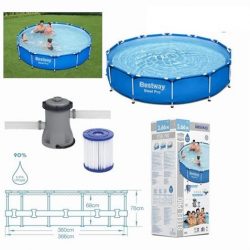 PISCINA DESMONTABLE REDONDA + BOMBA FILTRO 366CM X H76CM BESTWAY 56681