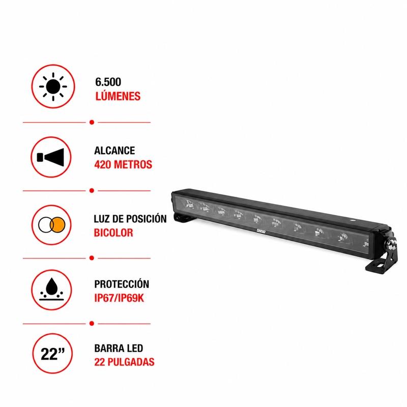 BARRA LED 22" LARGO ALCANCE 6.500 LUMENS 60W FARGO TOOLS FT1459 - Imagen 3