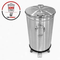 CUBO BASURA INDUSTRIAL CON RUEDAS 100L LARRYHOUSE LH2361