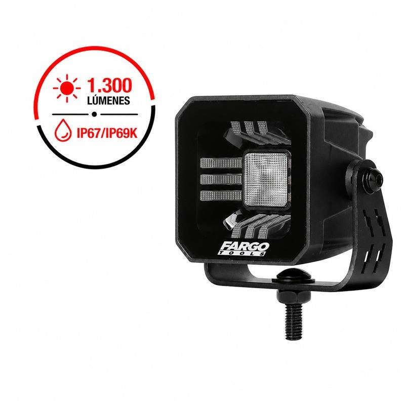FARO LED CUADRADO 3” LARGO ALCANCE 23W 9-32V FARGO TOOLS FT1455 FAROS CUADRADOS FAROS PARA COCHES FURGONES FURGONETAS