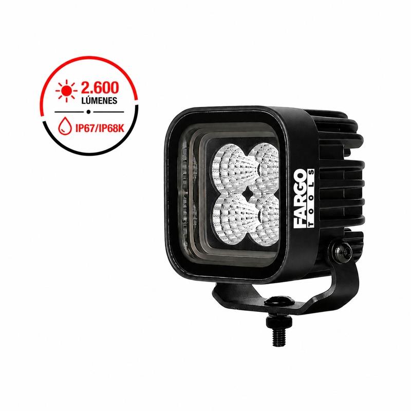 FARO LED CUADRADO 3” LARGO ALCANCE 32W 9-32V FARGO TOOLS FT1452 FAROS CUADRADOS FAROS PARA COCHES FURGONES FURGONETAS
