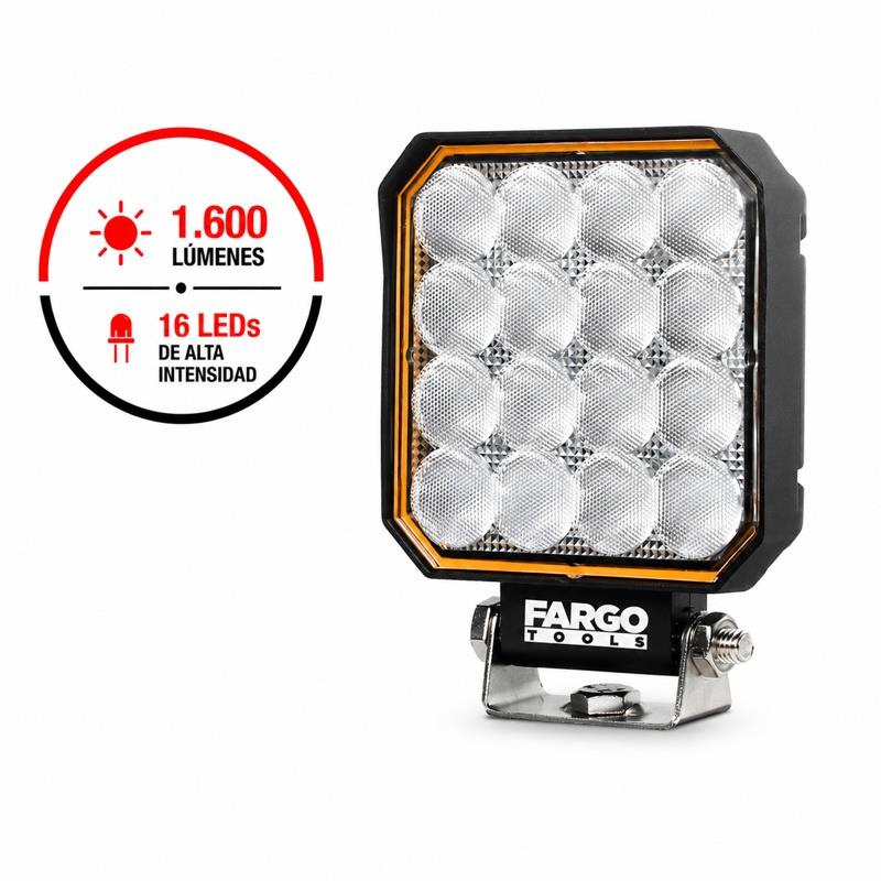 FARO LED CUADRADO 4" LARGO ALCANCE 1.600 LUMENS 20W FARGO TOOLS FT1462 FAROS PARA COCHES FURGONES FURGONETAS