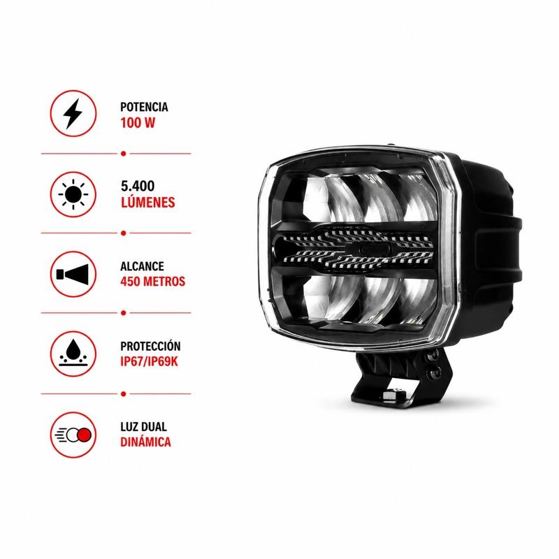 FARO LED DE TRABAJO LARGO ALCANCE 100W 9-32V FARGO TOOLS FT1450 - Imagen 2