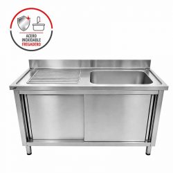 FREGADERO INDUSTRIAL DERECHA CON PUERTAS 140X60X85CM LARRYHOUSE LH2341