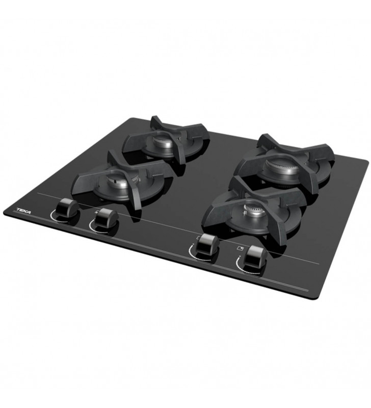 PLACA DE GAS CRISTAL 4 FUEGOS NEGRA TEKA GBC 64000 KBB 112580005 - Imagen 2
