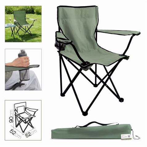 SILLA CAMPING PLEGABLE 52X52X90CM CAQUI 10048 SILLAS PLEGABLES CAMPER CAMPING CARAVANAS FURGONES FURGONETAS